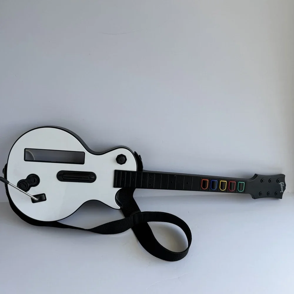 Nintendo Wii Red Octane Gibson Les‎ Paul Guitar Hero White With Strap Untested